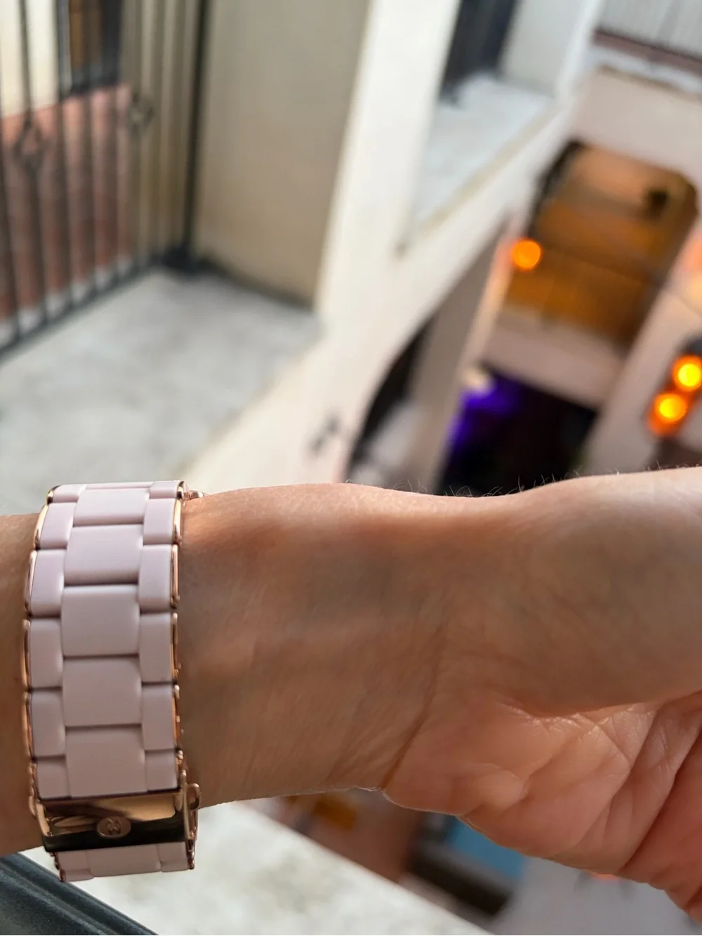 Apple Watch with Rose Gold Case and Rose Michele Band